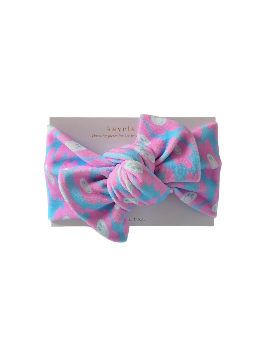 Swim Headband Bow | Blue & Pink flower