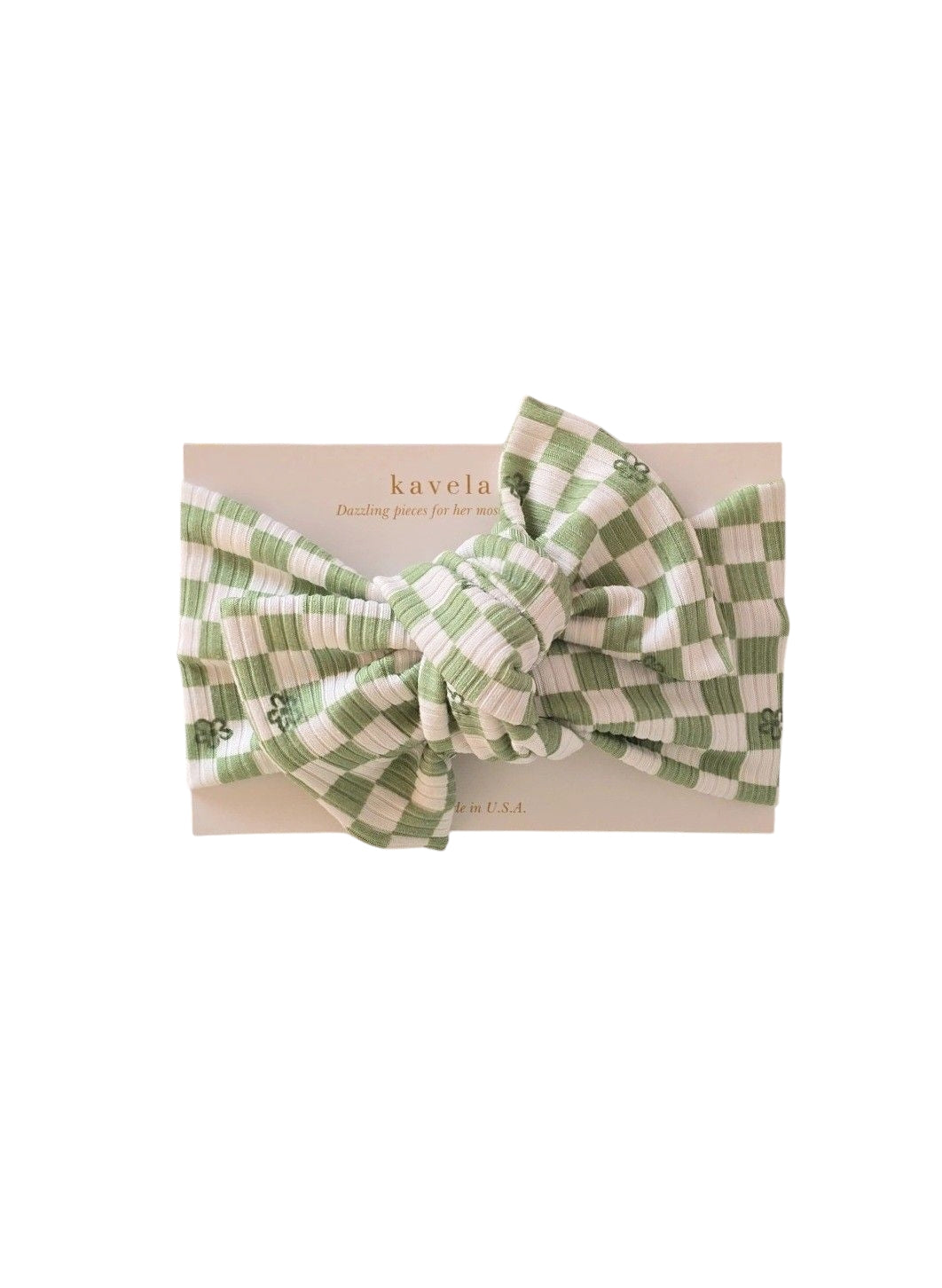 Green checker flower | Classic Headband