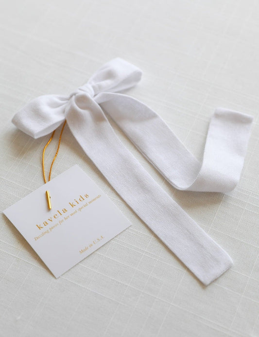 White linen long tail bow / Ribbon bow style