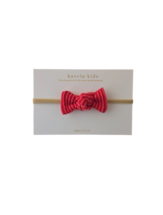Red Wavy Bow | Nude or White Nylon headband