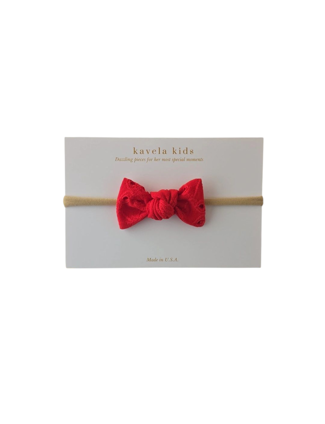 Red eyelet Bow | Nude or White Nylon Headband