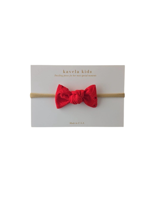 Red eyelet Bow | Nude or White Nylon Headband