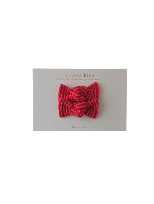 Red wavy Bows | Set of 2