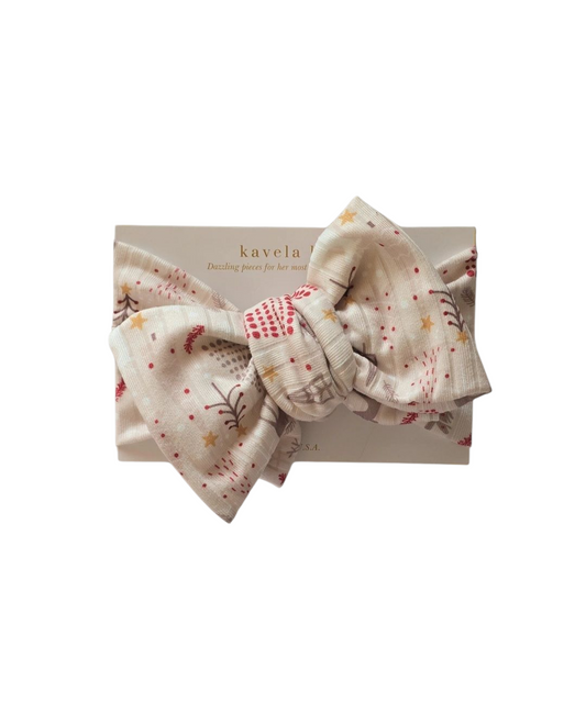 Ivory-cream Tree & stars| Oversized Headband Bow